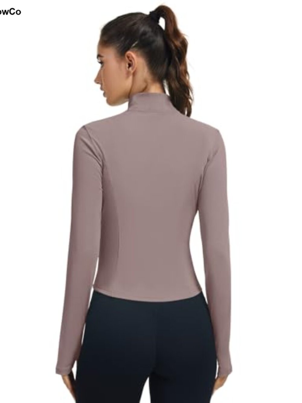 LOMON Women's Athletic Cropped Zip Up Jacket Thumbholes Workout Yoga - Picture 5 of 6